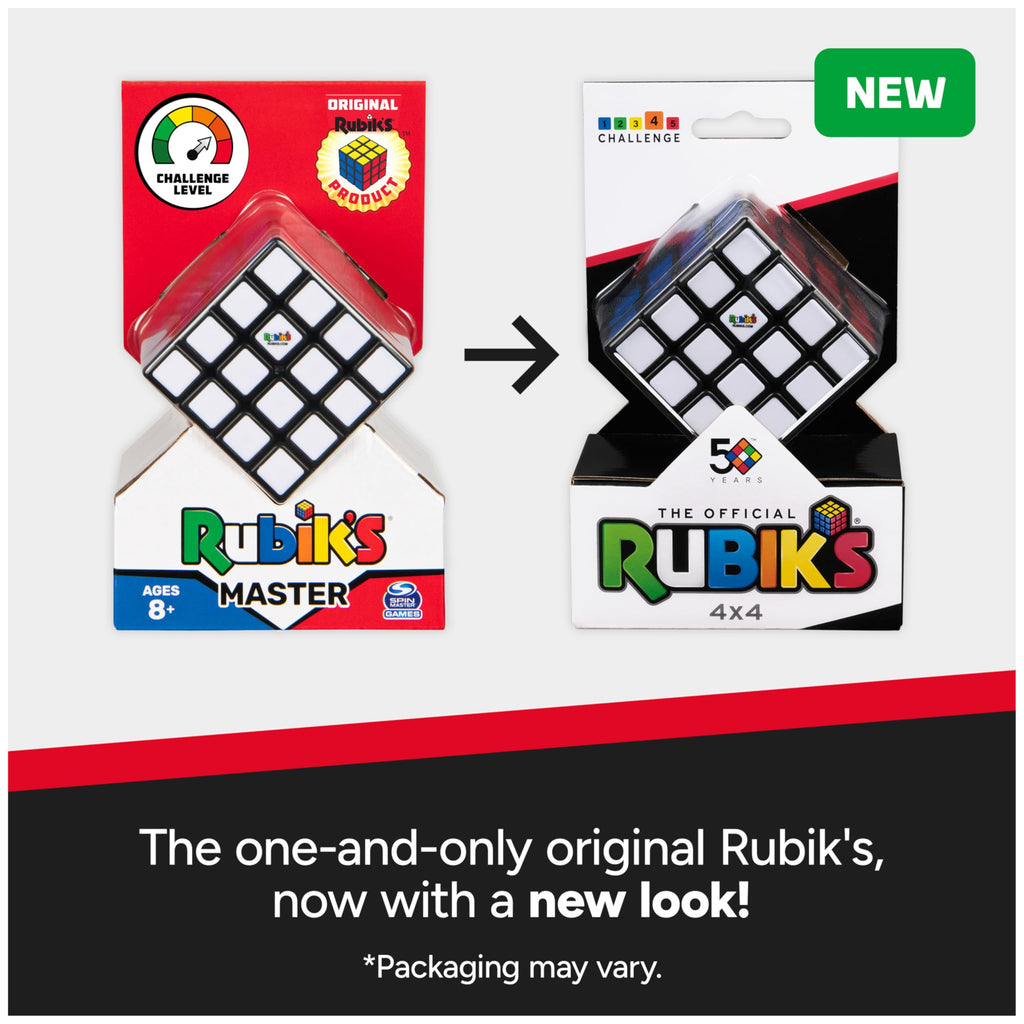 Rubik’s Cube, 4x4 Master Cube Color-Matching Puzzle, Bigger Bolder Version of the Classic, Packaging May Vary