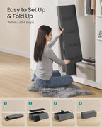 SONGMICS 110 cm Folding Storage Ottoman Bench, Padded Seat