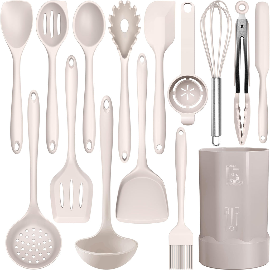 Silicone Cooking Utensils Set - 446°F Heat Resistant Kitchen Utensils,Turner Tongs,Spatula,Spoon,Brush,Whisk,Kitchen Utensil Gadgets Tools Set for Nonstick Cookware,Dishwasher Safe (BPA Free) 🍁 All In One Marketplace Canada