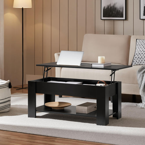Yaheetech Coffee Table with Storage, Lift Top, 98cm L, Black