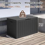 Ceecysaa 45 Gallon Deck Box Outdoor, Waterproof Storage Box, Black