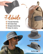 FURTALK Mens Bucket Sun Hat UPF 80+ Wide Brim Hiking Fishing Beach Outdoor Hats Dark Grey