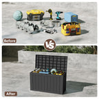 Ceecysaa 45 Gallon Deck Box Outdoor, Waterproof Storage Box, Black