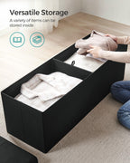 SONGMICS 110 cm Folding Storage Ottoman Bench, Padded Seat