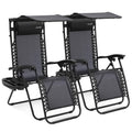 SereneLife Zero Gravity Reclining Chairs Set of 2 – Adjustable Folding Patio & Beach Lounge Chairs with Cup Holder Tray, Removable Padded Headrest, Weather-Resistant