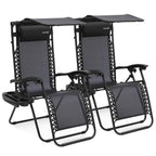 SereneLife Zero Gravity Reclining Chairs Set of 2 – Adjustable Folding Patio & Beach Lounge Chairs with Cup Holder Tray, Removable Padded Headrest, Weather-Resistant