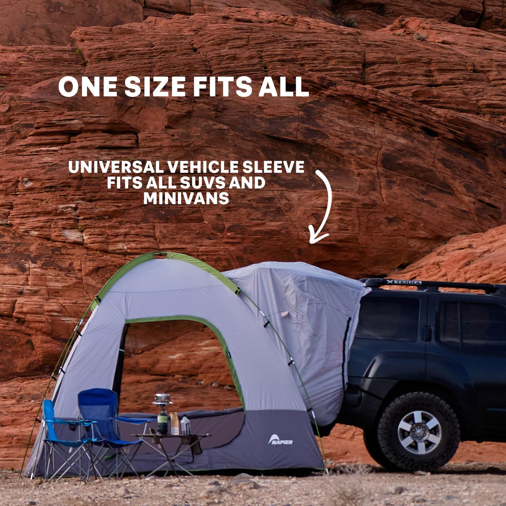 Napier Backroadz SUV Tent | 10' x 10' Vehicle Camping Tent | Fits All CUVs, SUVs, and Minivans | Sleeps 5 | Spacious, Durable, Easy Set-up | Gray/Green | Model 19100
