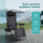 SereneLife Zero Gravity Reclining Chairs Set of 2 – Adjustable Folding Patio & Beach Lounge Chairs with Cup Holder Tray, Removable Padded Headrest, Weather-Resistant