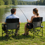 GarveeLife Oversized Camping Chair w/Side Table & Pocket,Outdoors, Black