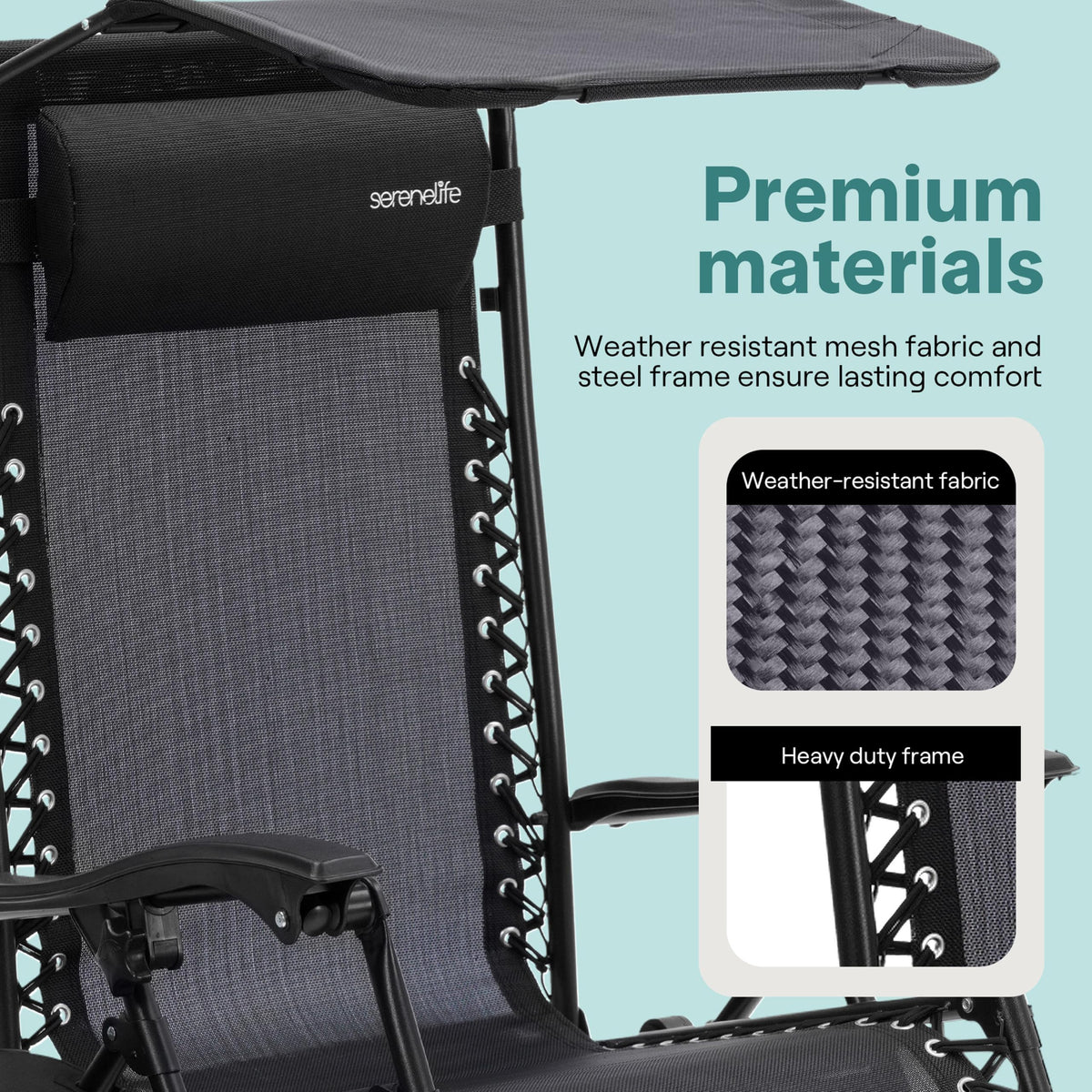 SereneLife Zero Gravity Reclining Chairs Set of 2 – Adjustable Folding Patio & Beach Lounge Chairs with Cup Holder Tray, Removable Padded Headrest, Weather-Resistant