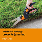 Fiskars Shear Ease Grass Shears - 5" Stainless Steel Blades - 360-Degree Swivel Blade Plant Cutting Scissors - Garden Shears and Grass Cutter