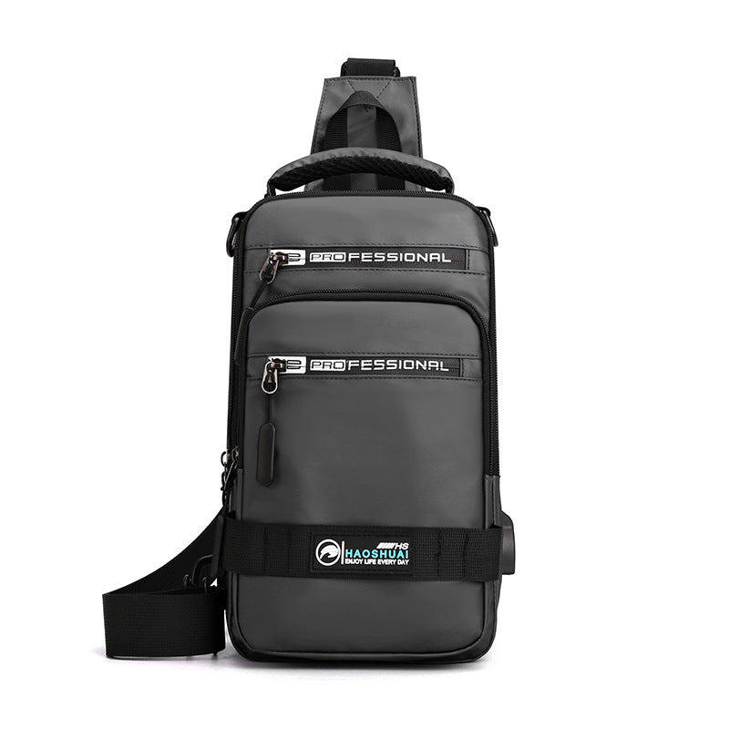 Nylon Crossbody Shoulder Bag with USB Charging Port