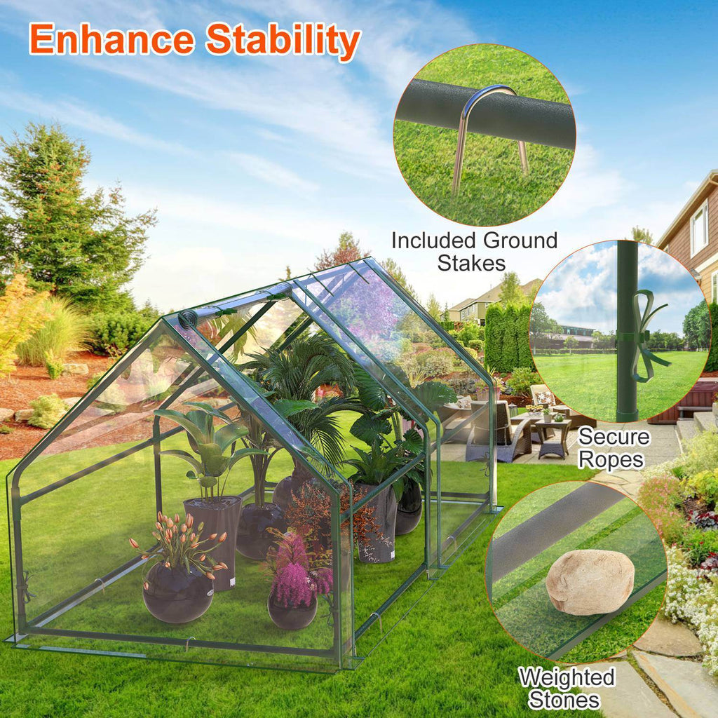 1Pc Portable Mini Greenhouse 70.86x33.46x37.4in With Roll-Up Zipper Doors Waterproof UV-Resistant PVC Cover Hot House For Indoor Outdoor Garden Patio Yard