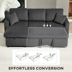 Sofá Seccional con Chaise y Almacenamiento Leo de 81"-Gris Oscuro