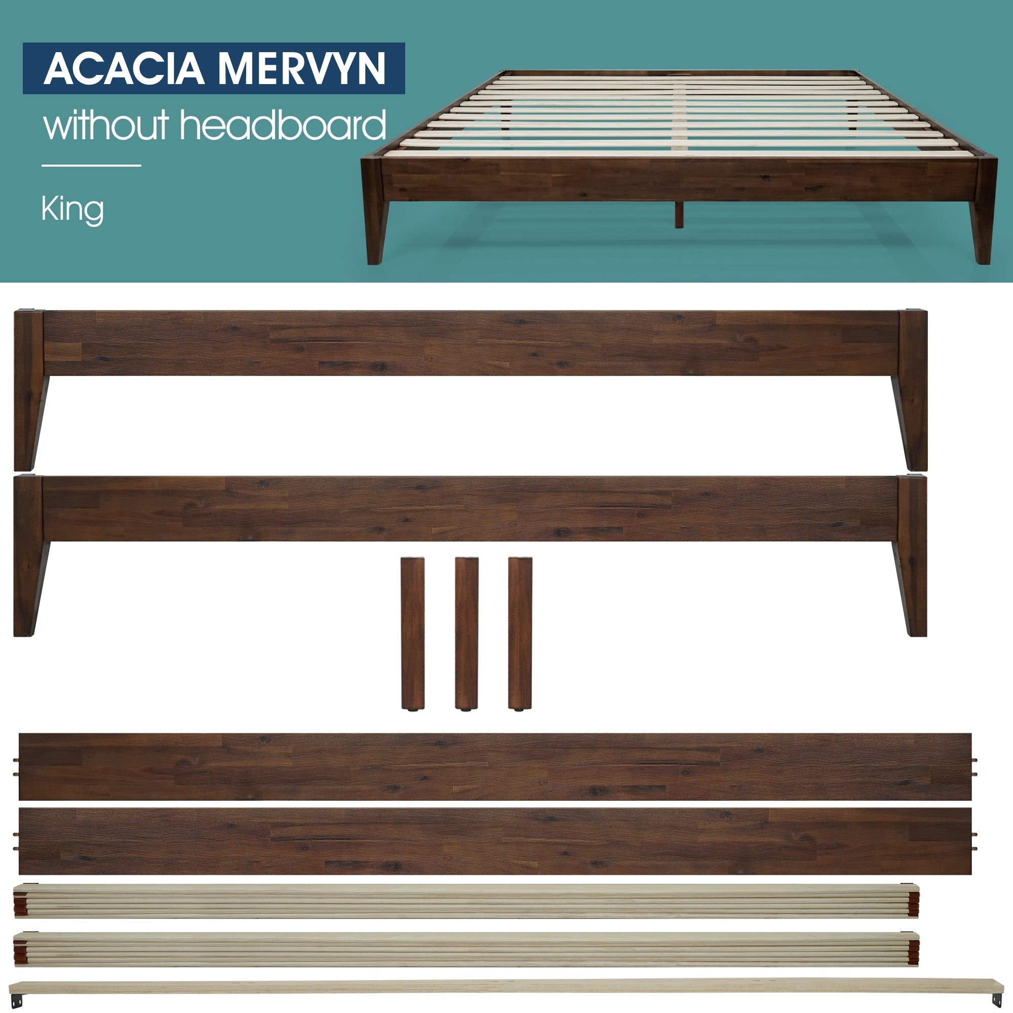 Acacia Mervyn Solid Wood Platform Bed for Timeless Comfort and Style