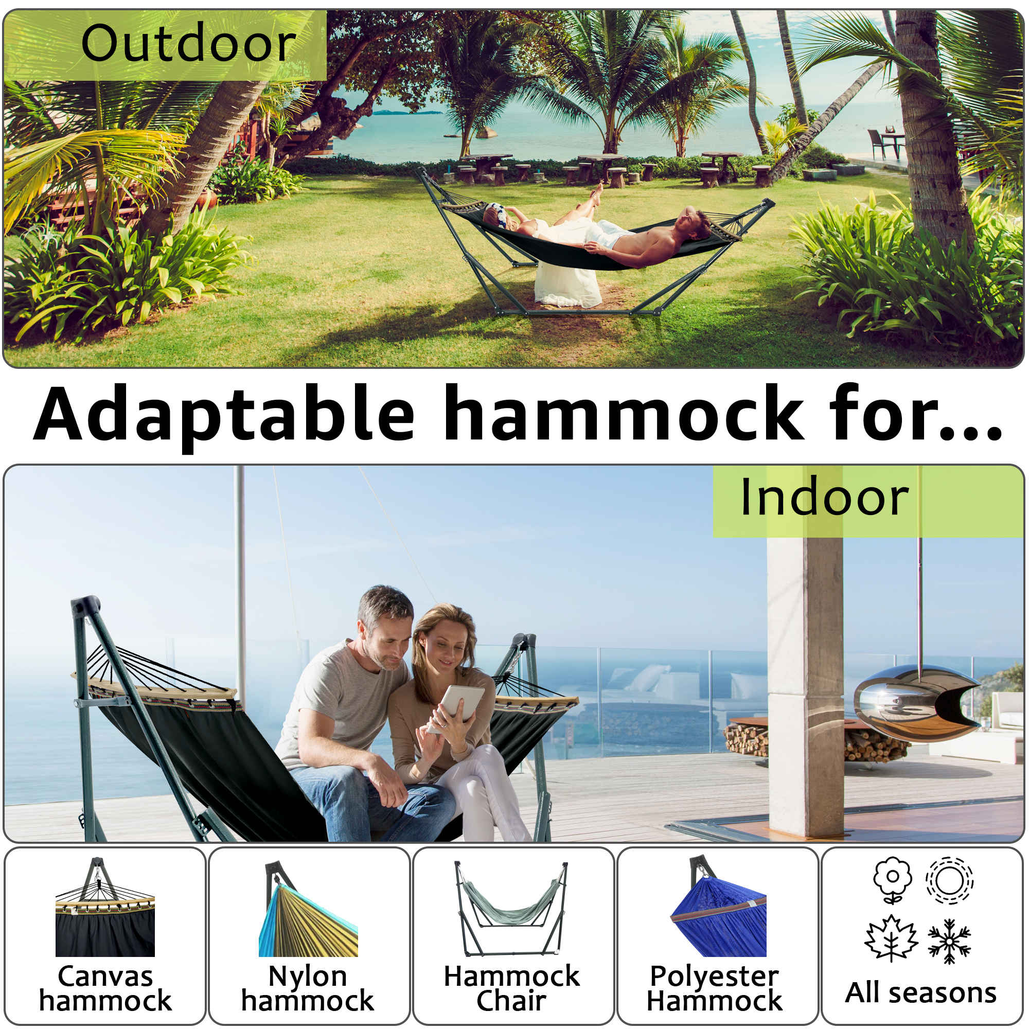 Tranquillo Universal Canvas Hammock Medium Size for Ultimate Comfort and Style