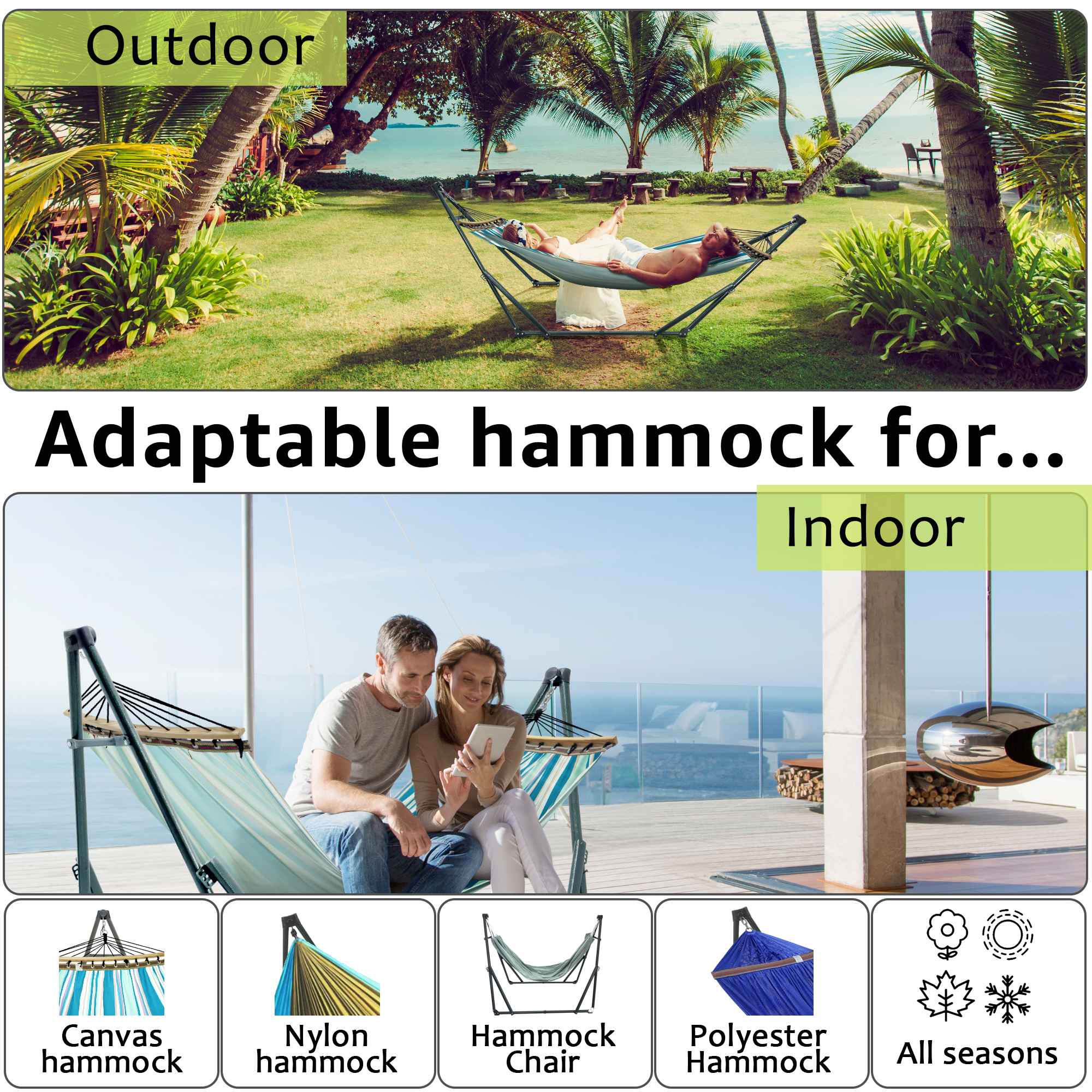 Tranquillo Universal Canvas Hammock Medium Size for Ultimate Comfort and Style