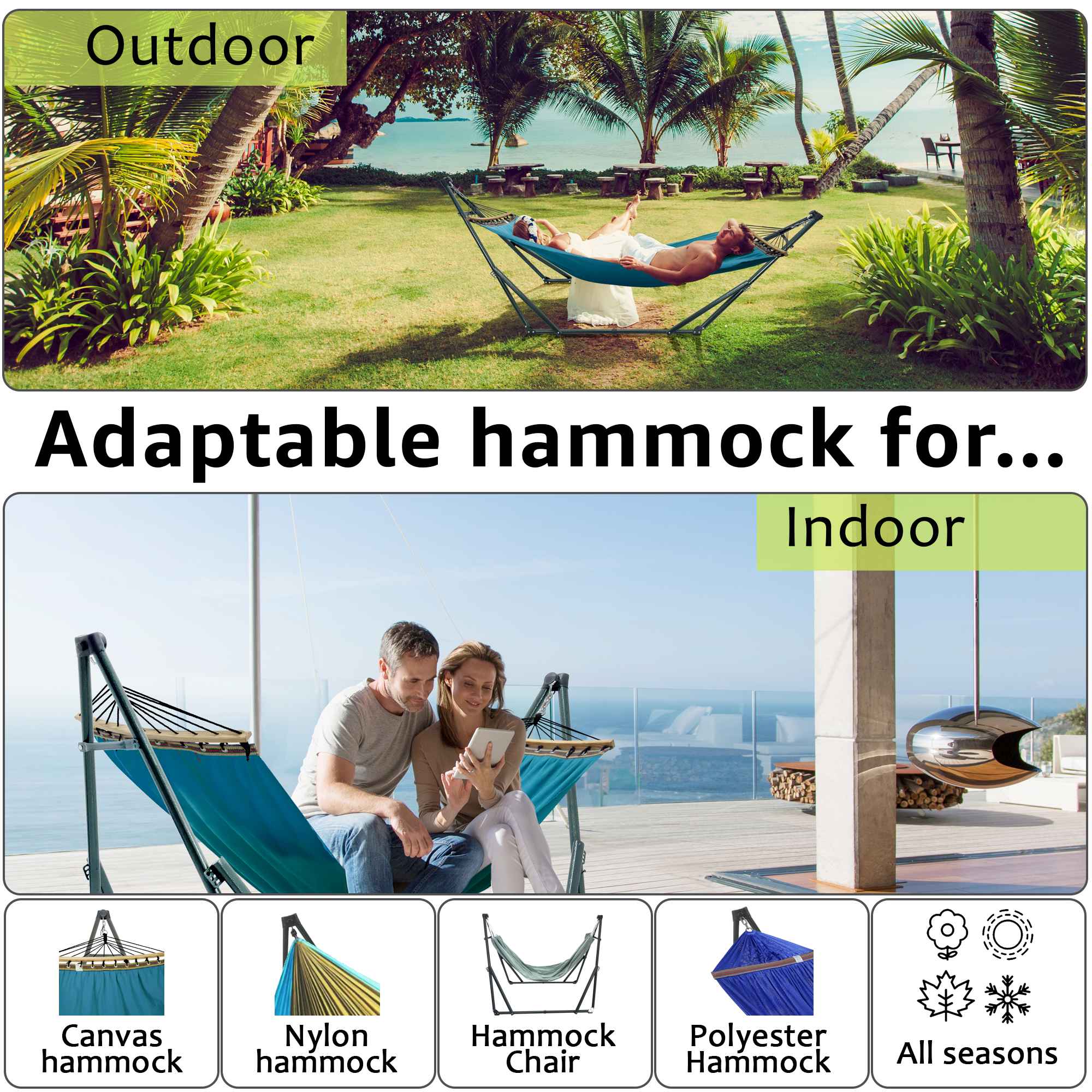 Tranquillo Universal Canvas Hammock Medium Size for Ultimate Comfort and Style