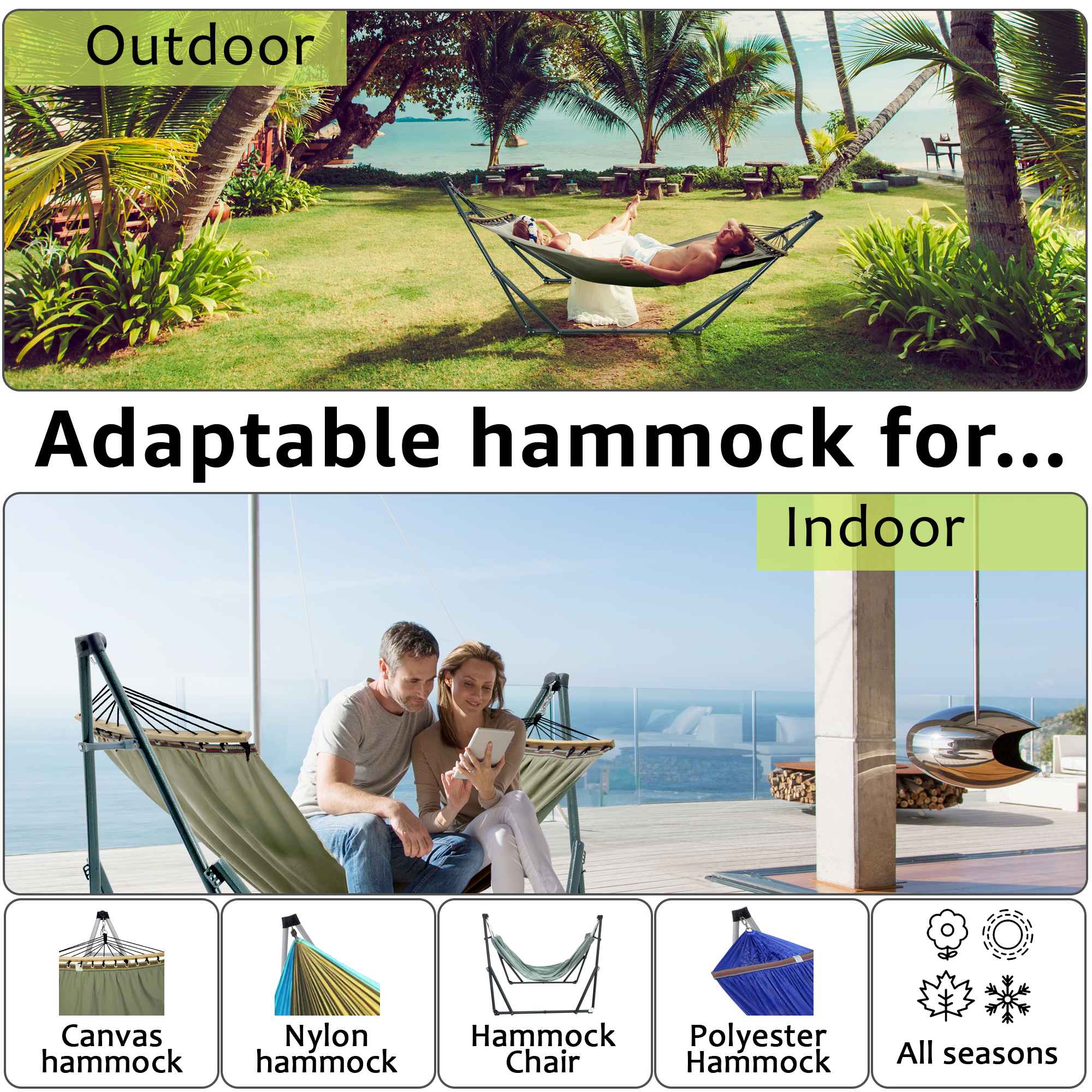 Tranquillo Universal Canvas Hammock Medium Size for Ultimate Comfort and Style