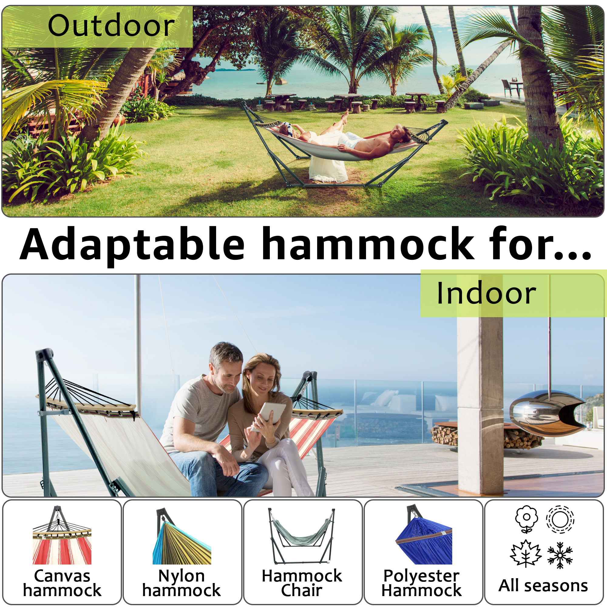 Tranquillo Universal Canvas Hammock Medium Size for Ultimate Comfort and Style