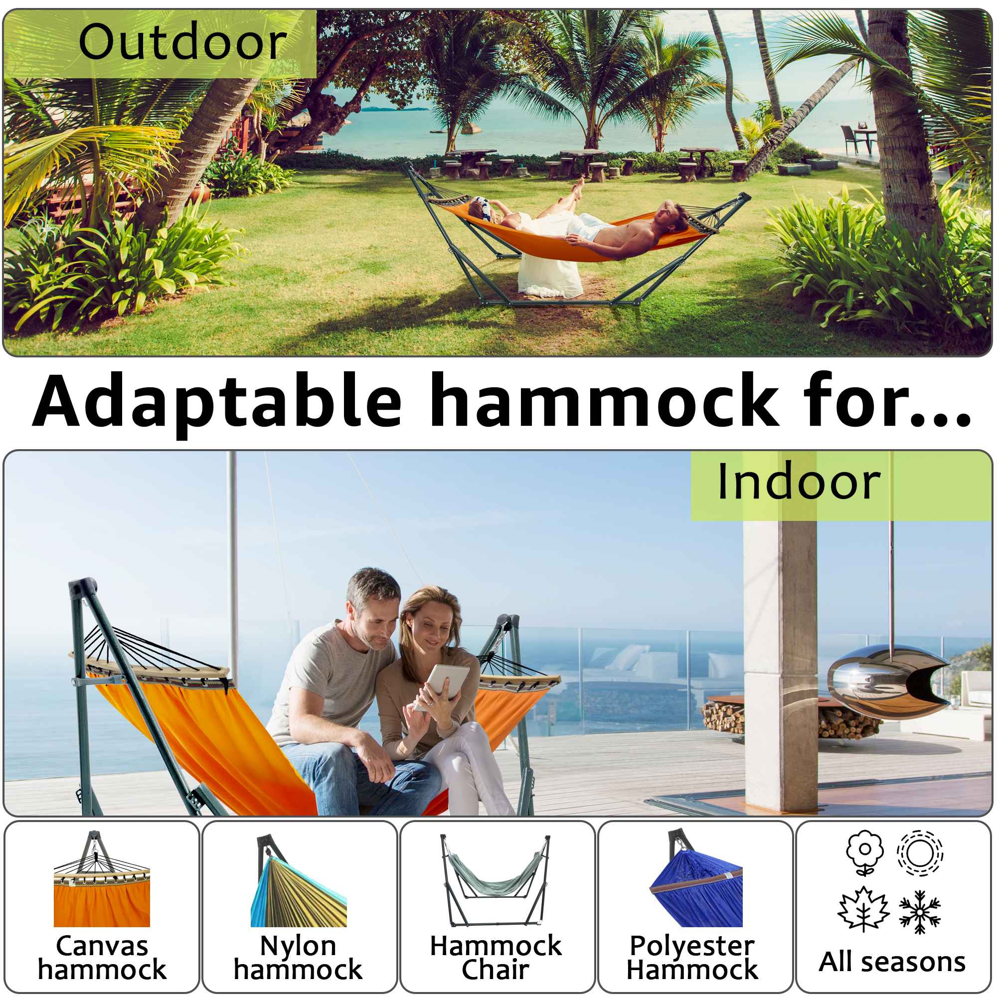 Tranquillo Universal Canvas Hammock Medium Size for Ultimate Comfort and Style