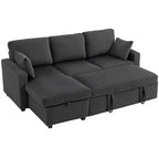 Sofá Seccional con Chaise y Almacenamiento Leo de 81"-Gris Oscuro