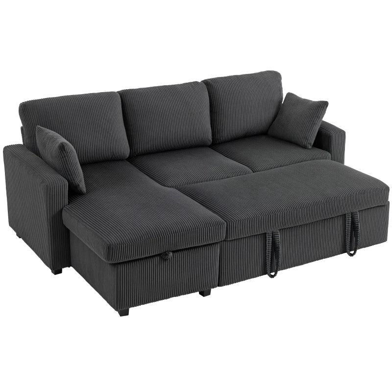 Sofá Seccional con Chaise y Almacenamiento Leo de 81"-Gris Oscuro