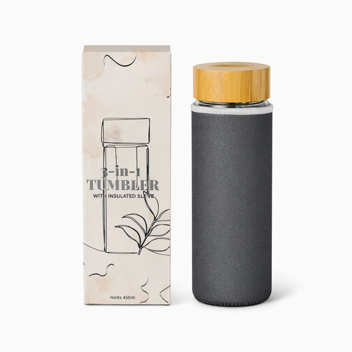 Vaso de té 3 en 1 de vidrio y bambú sostenible
