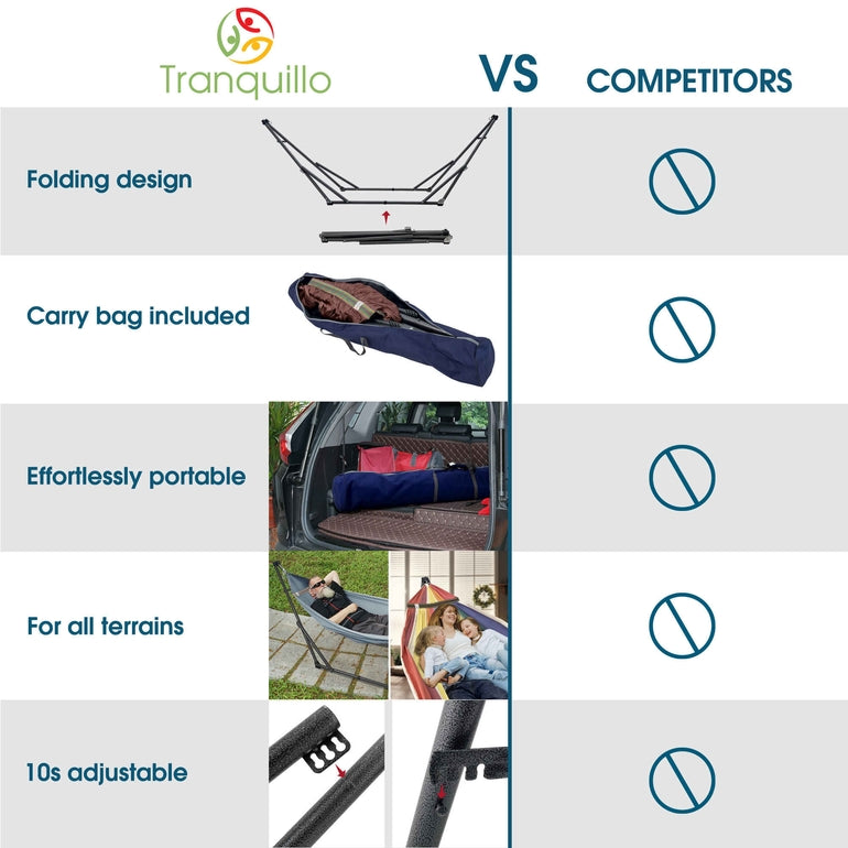 Tranquillo Original Collapsible Hammock with Stand for Ultimate Relaxation