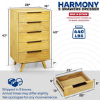 Acacia Harmony Dresser with 5 Drawers for Stylish Storage Solutions