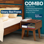 Emery Bed Frame & Nightstand Set - Acacia Solid Wood Bedroom Furniture