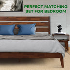 Emery Bed Frame & Nightstand Set - Acacia Solid Wood Bedroom Furniture