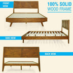 Acacia Harmony Solid Wood Platform Bed Frame with Headboard