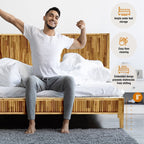 Megsu Bosk Acacia Wood Bed Frame with Headboard