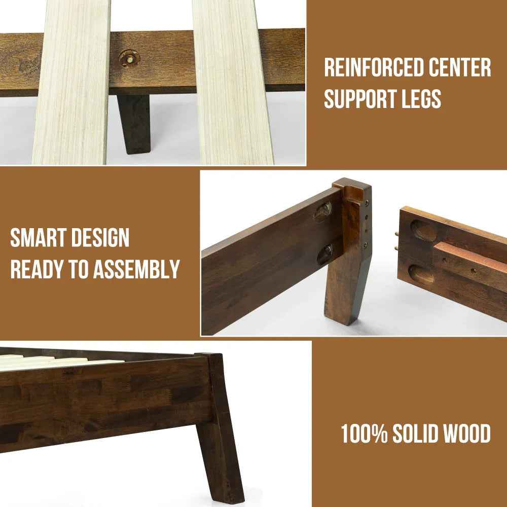 Acacia Serenity Deluxe Wood Platform Bed Frame - Elegant and Durable Design