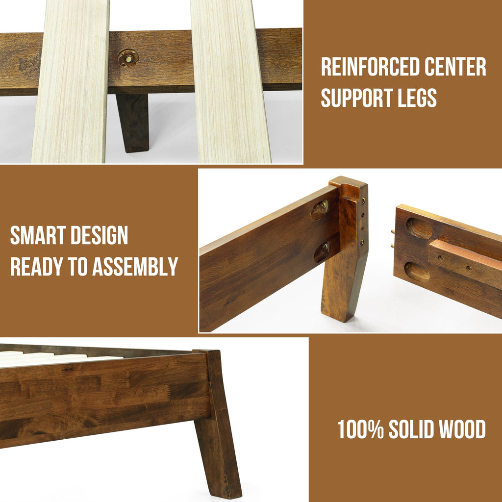 Acacia Serenity Deluxe Wood Platform Bed Frame - Elegant and Durable Design