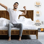 Megsu Bosk Acacia Wood Bed Frame with Headboard