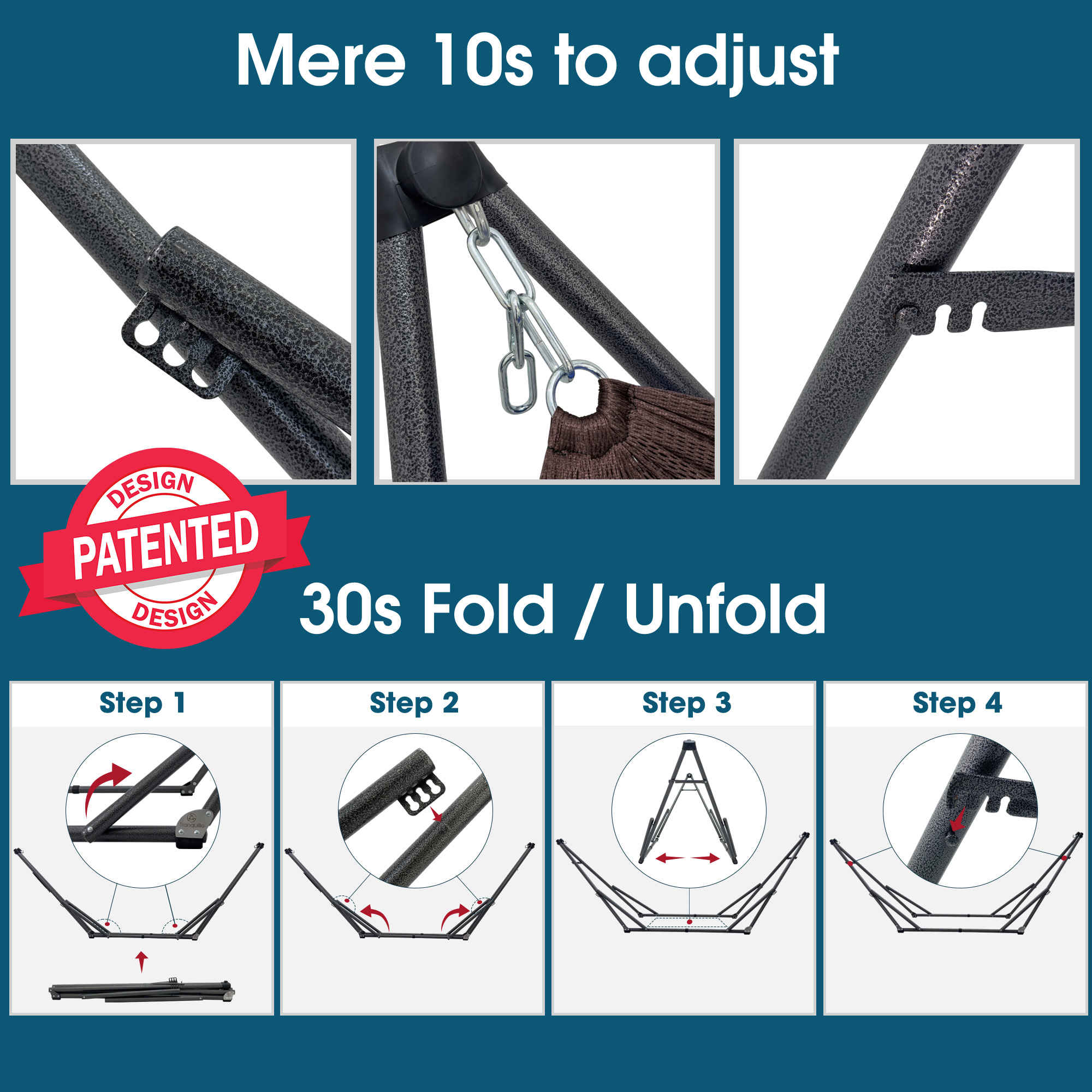 Tranquillo Original Collapsible Hammock with Stand for Ultimate Relaxation