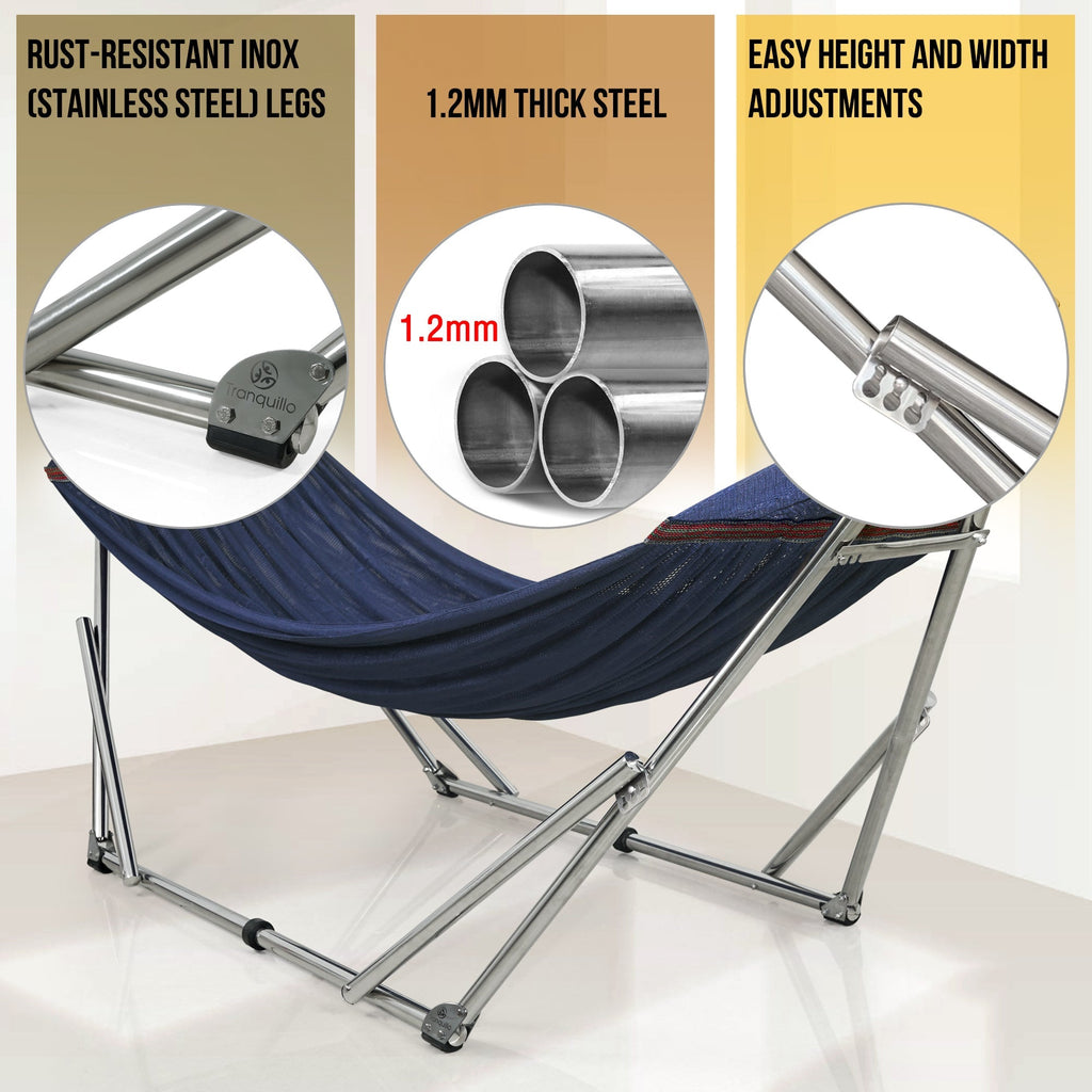 Tranquillo Original Stainless Steel Hammock Stand for Ultimate Relaxation