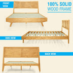 Acacia Harmony Solid Wood Platform Bed Frame with Headboard