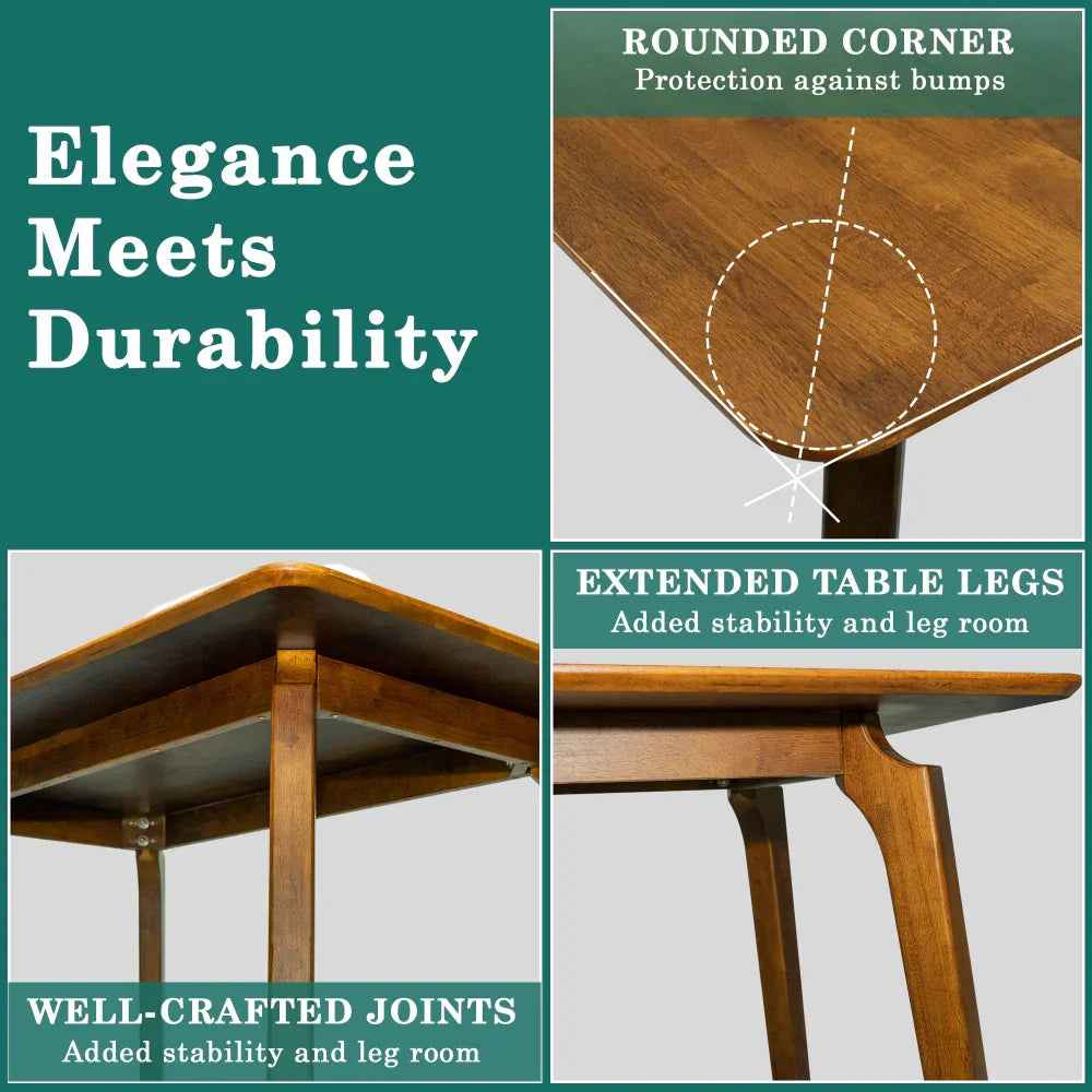 Acacia Verve 48" Solid Wood Dining Table - Ideal Kitchen Table for 4