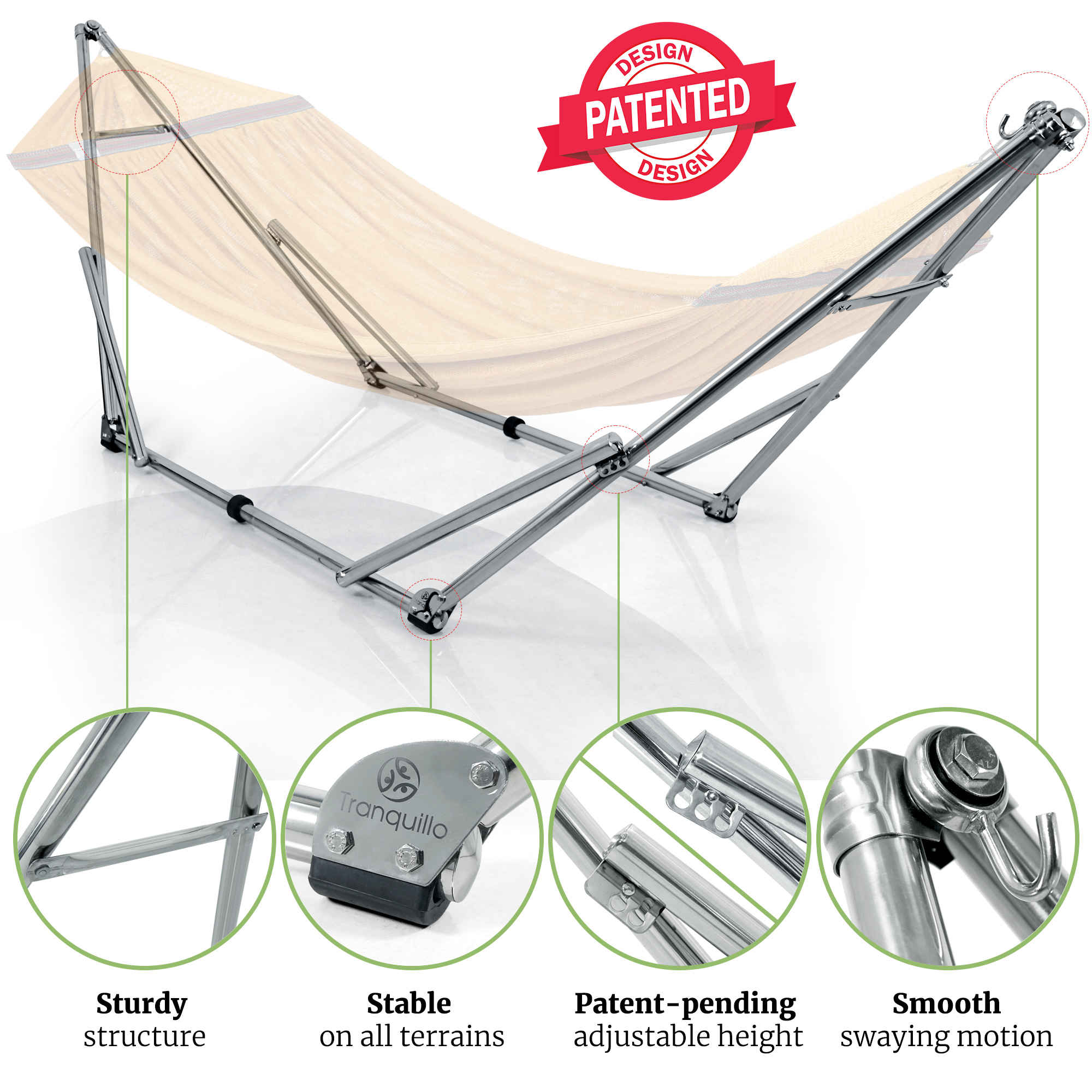 Tranquillo Universal Stainless Steel Hammock Stand for Ultimate Relaxation
