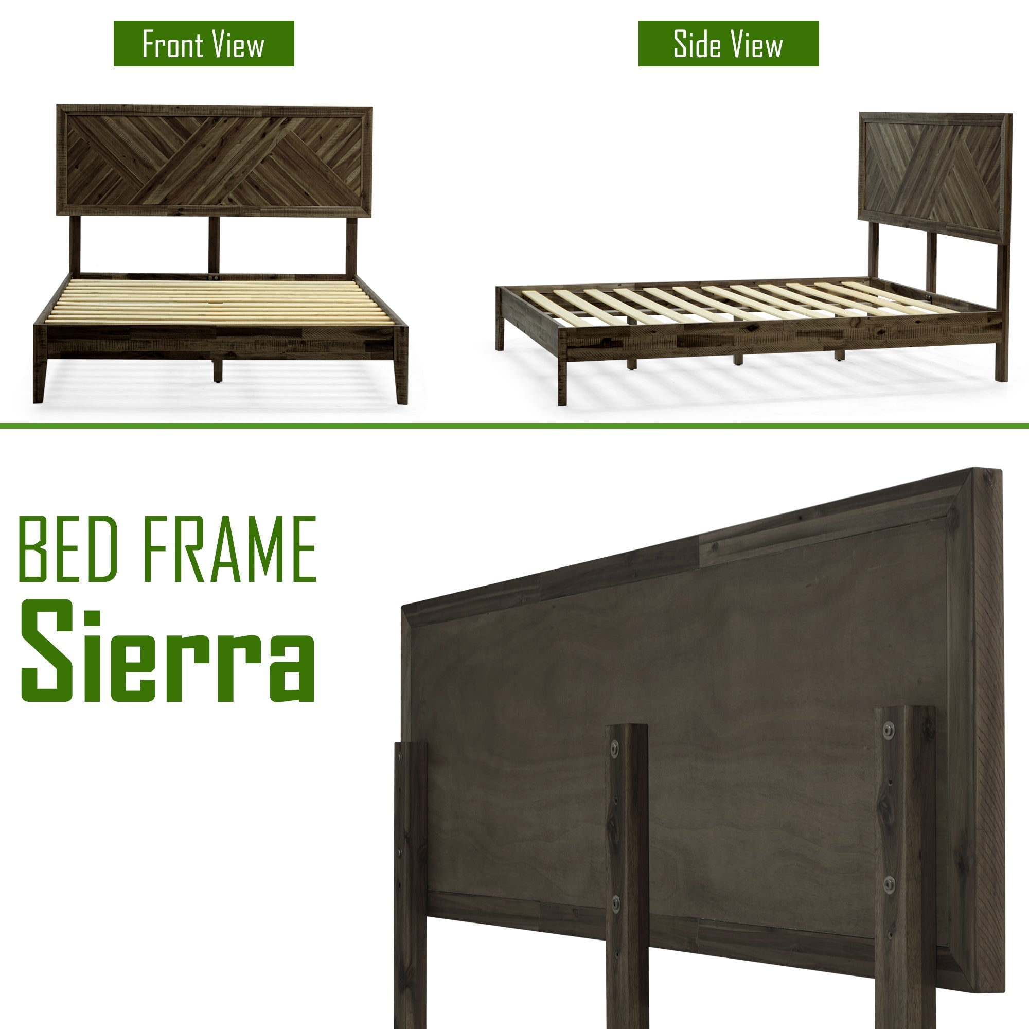 Acacia Sierra Deluxe Solid Wood Bed Frame