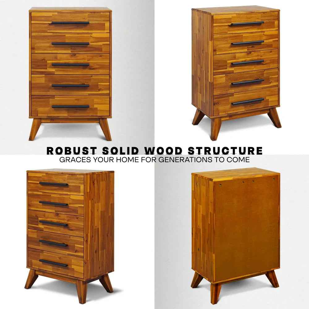 Acacia Linea Solid Wood Dresser for Timeless Elegance