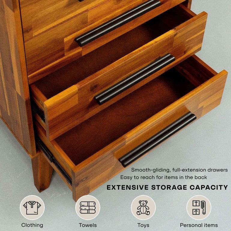 Acacia Linea Solid Wood Dresser for Timeless Elegance