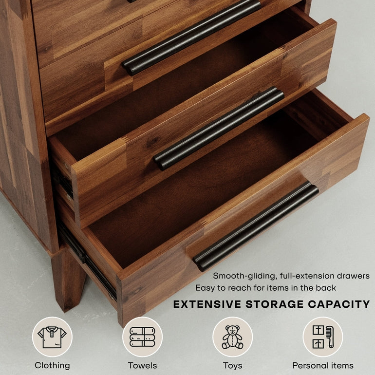 Acacia Linea Solid Wood Dresser for Timeless Elegance