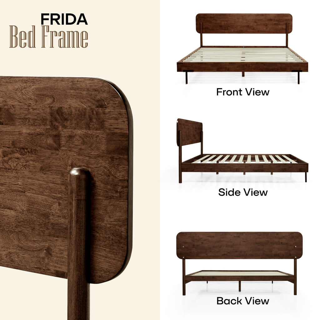 Frida Deluxe Solid Wood Bed Frame - Premium Quality Craftsmanship and Timeless Elegance