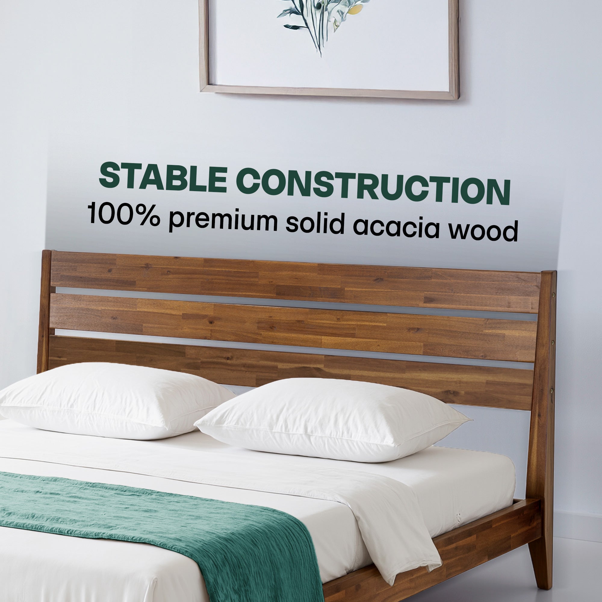 Acacia Emery Solid Wood Bed Frame - Stylish and Durable Acacia Wood Design for Your Bedroom