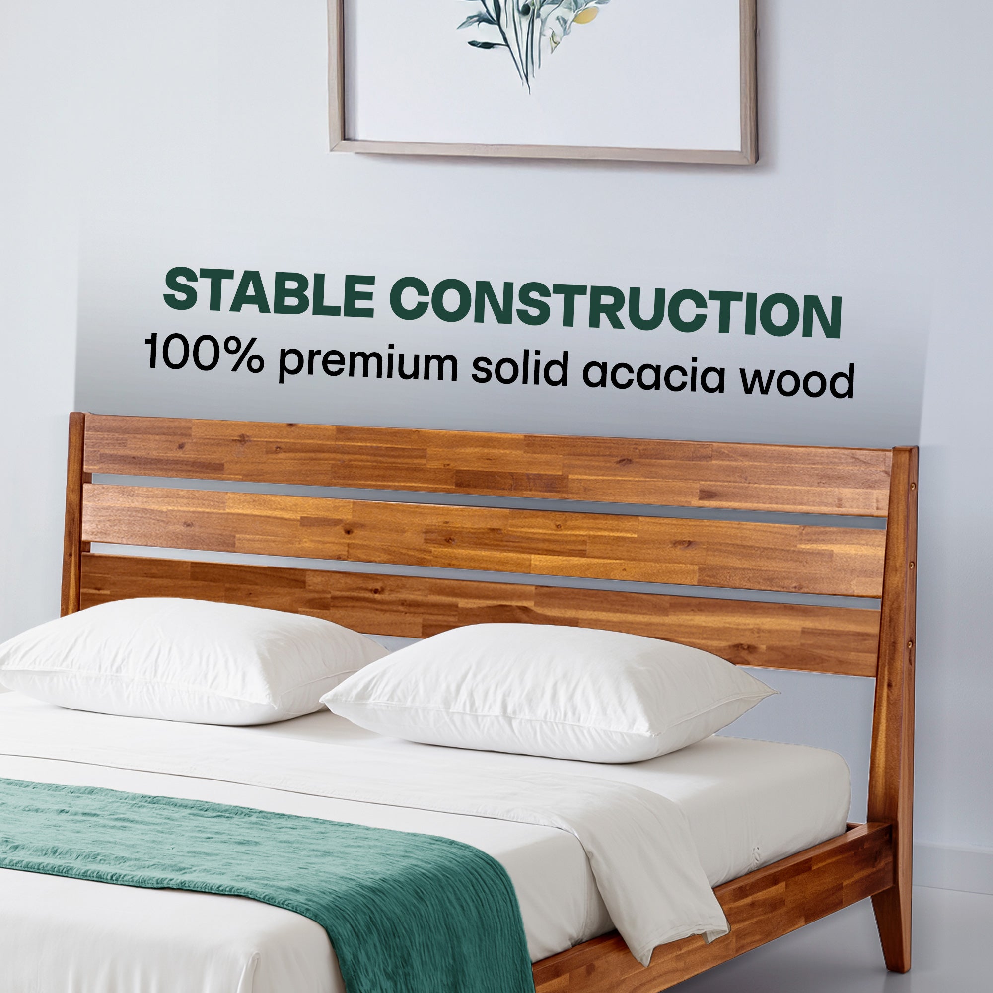 Acacia Emery Solid Wood Bed Frame - Stylish and Durable Acacia Wood Design for Your Bedroom