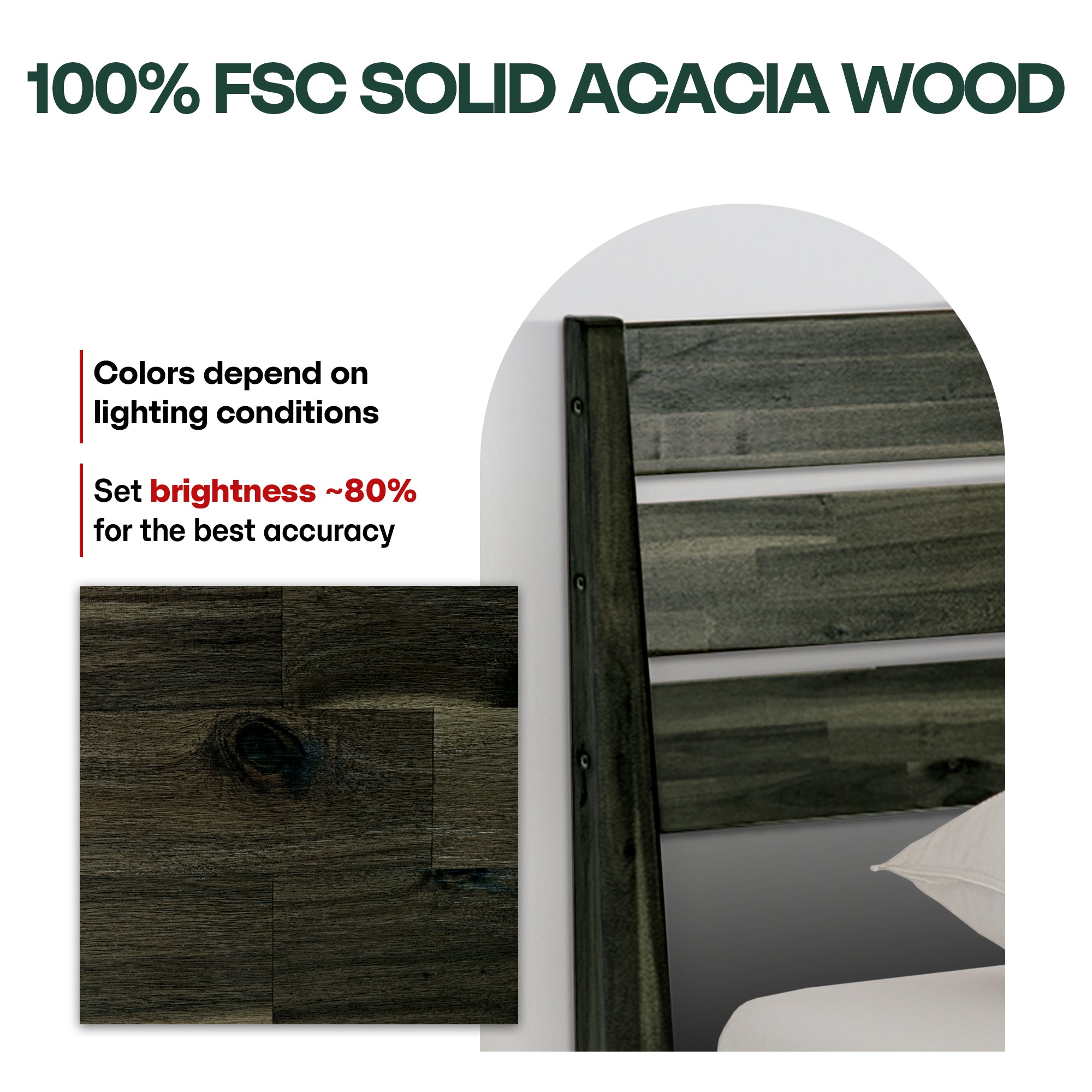 Acacia Emery Solid Wood Bed Frame - Stylish and Durable Acacia Wood Design for Your Bedroom